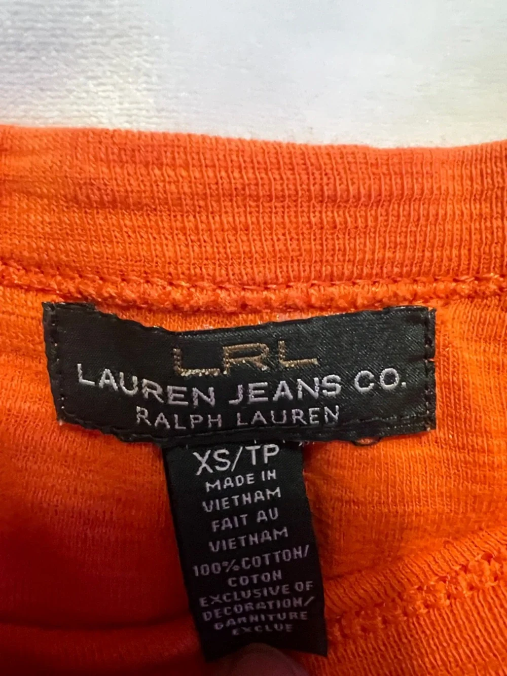 Lauren Ralph Lauren Bright Orange Button-Shoulder Long Sleeve Tee XS - Picture 2 of 4